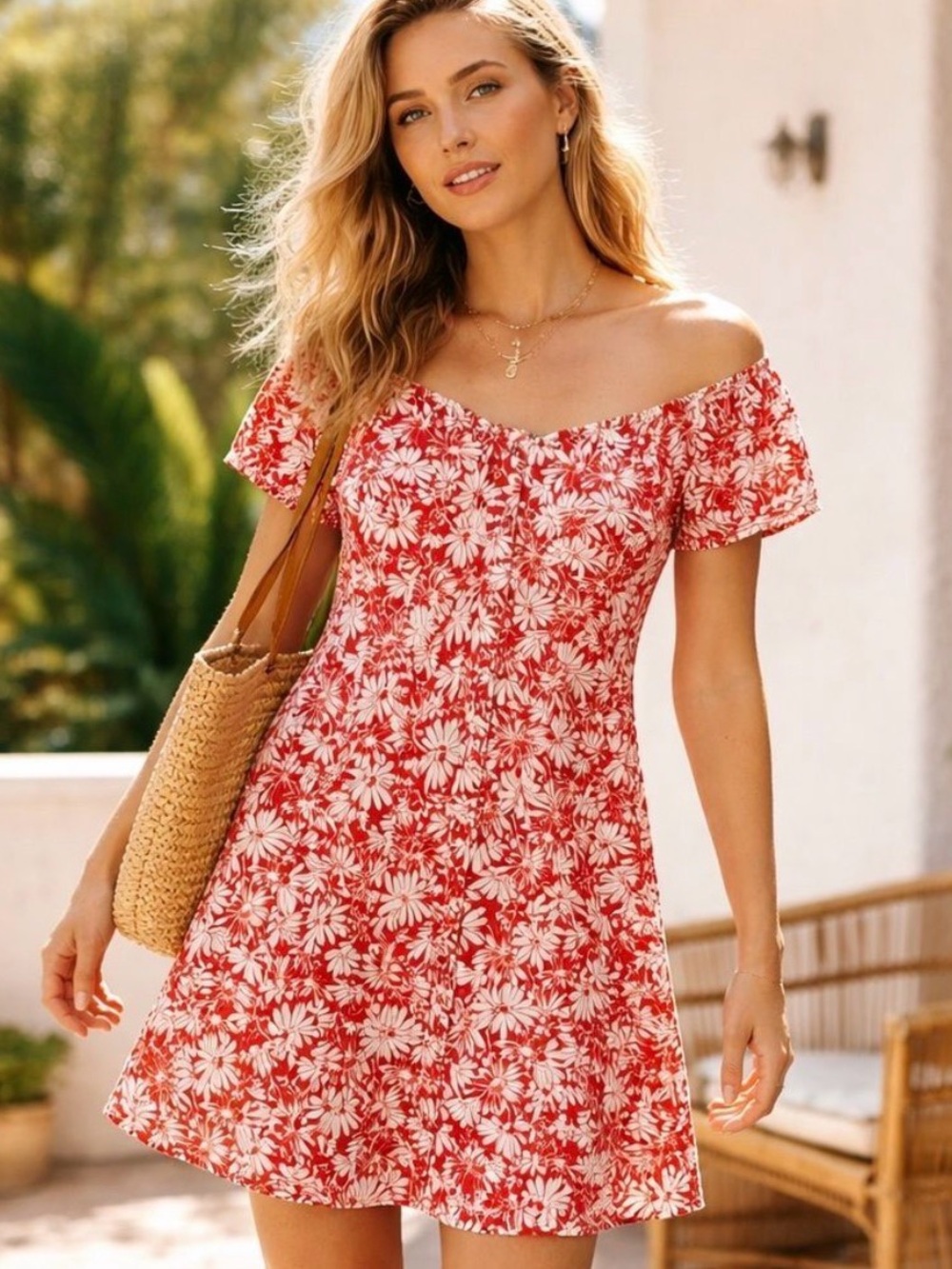 Madewell Margie Linen Blend Off Shoulder Floral Dress 4